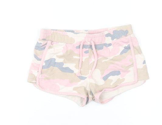 F&F Girls Beige Pink Camouflage Cotton Hot Pants Shorts 9-10 Years