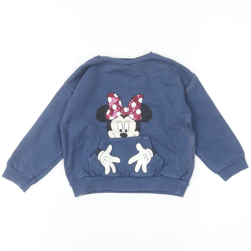 Disney Baby Girls Blue Minnie Mouse Cotton Pullover Jumper 18-24 Months