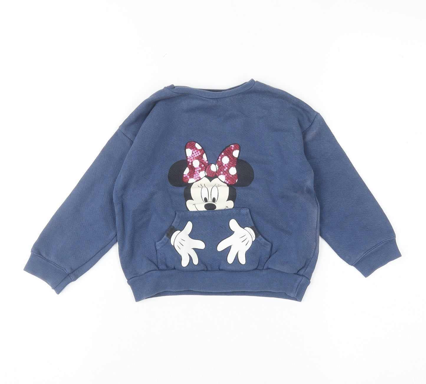 Disney Baby Girls Blue Minnie Mouse Cotton Pullover Jumper 18-24 Months