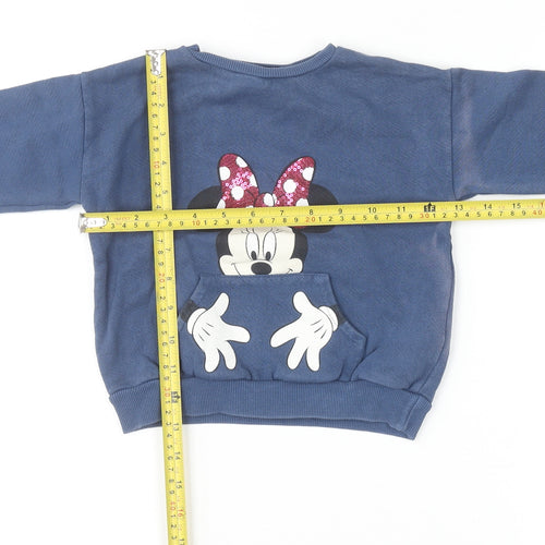 Disney Baby Girls Blue Minnie Mouse Cotton Pullover Jumper 18-24 Months
