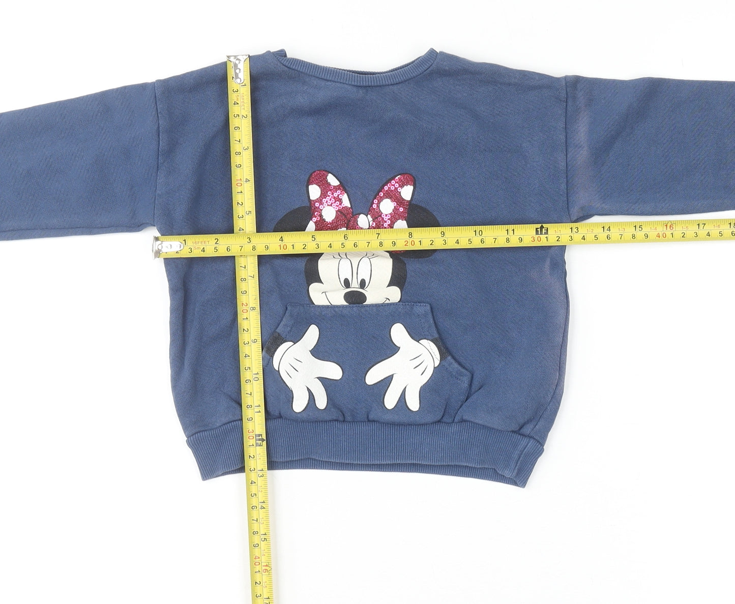 Disney Baby Girls Blue Minnie Mouse Cotton Pullover Jumper 18-24 Months
