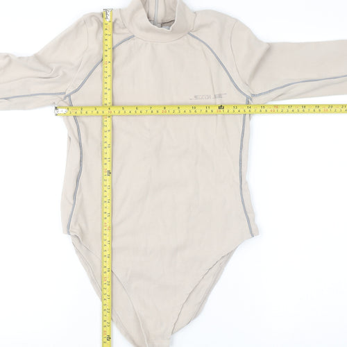 SIXTH JUNE Paris Beige Long Sleeve Bodysuit Women M Zip Neck