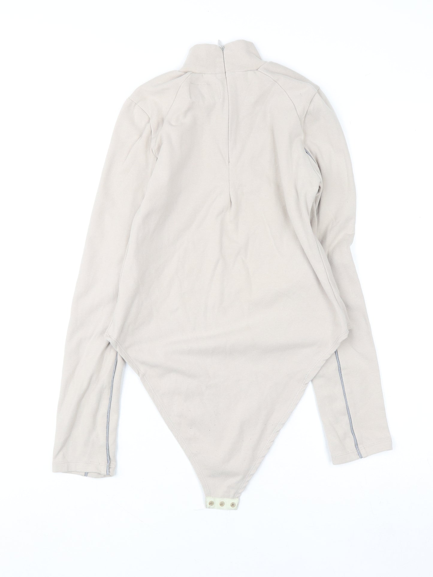 SIXTH JUNE Paris Beige Long Sleeve Bodysuit Women M Zip Neck