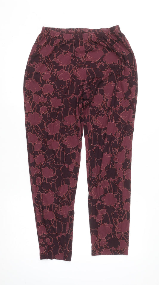 Calida Womens Burgundy Floral Lounge Pants S - Cotton Blend Nightwear
