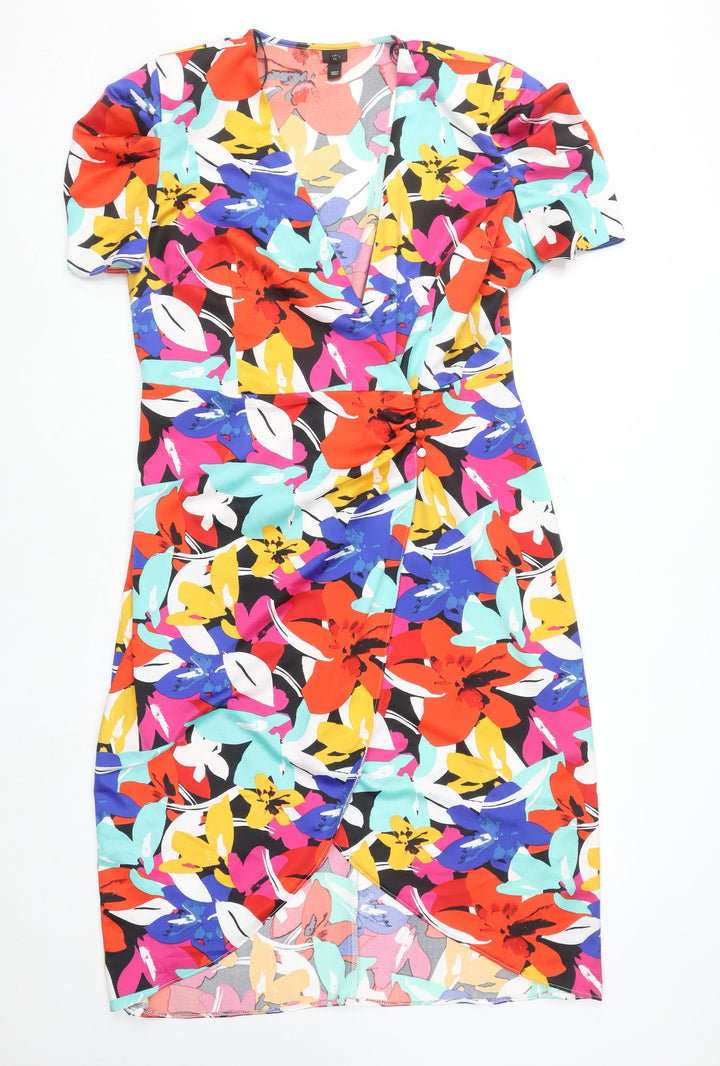 River Island Women’s Multicoloured Floral Wrap Dress Size 16