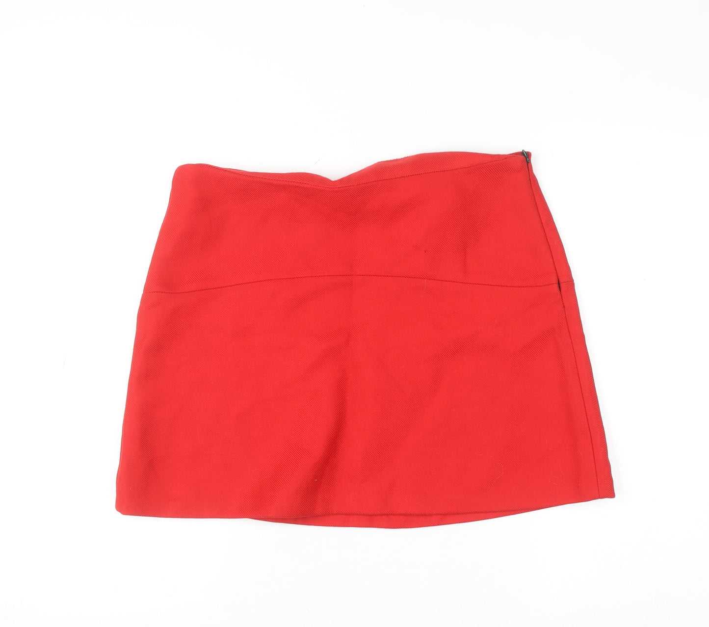 Zara Women Red Mini Skirt UK 14 Short Twill Casual