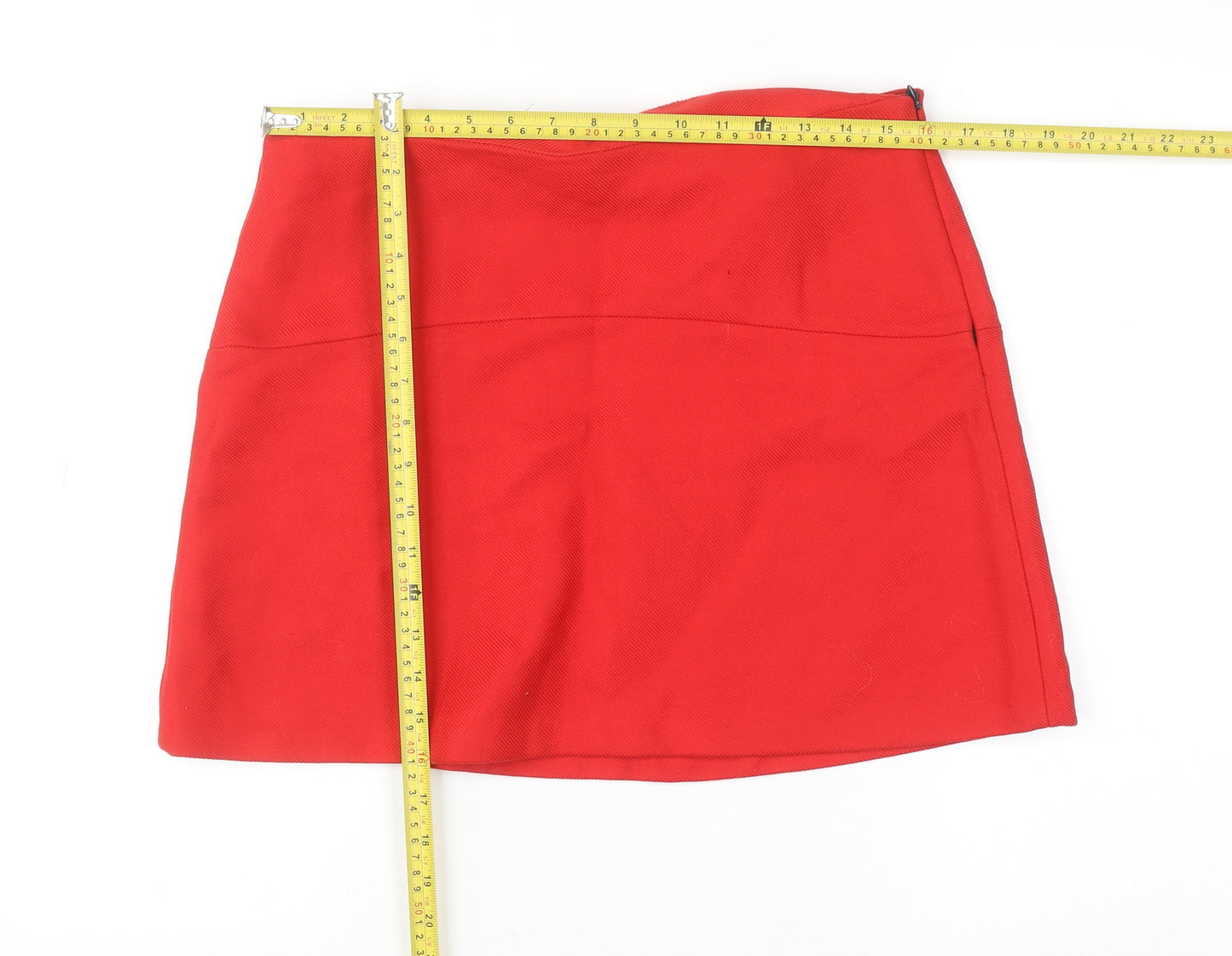 Zara Women Red Mini Skirt UK 14 Short Twill Casual