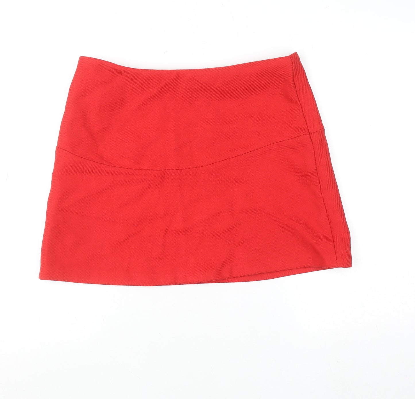 Zara Women Red Mini Skirt UK 14 Short Twill Casual