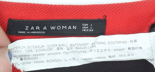 Zara Women Red Mini Skirt UK 14 Short Twill Casual