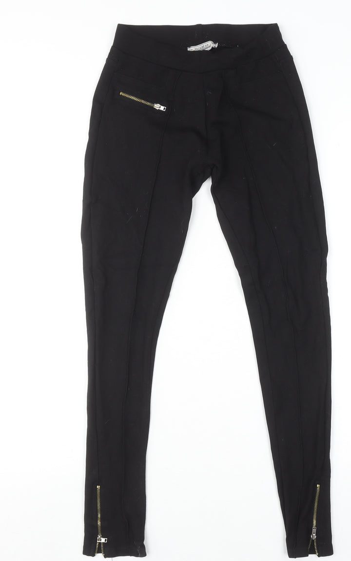 Pull & Bear Women's Black Stretch Zip Jeggings Size S
