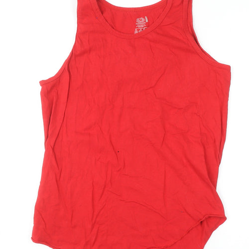 Fruit of the Loom Men's Red Sleeveless Cotton T-Shirt Size M