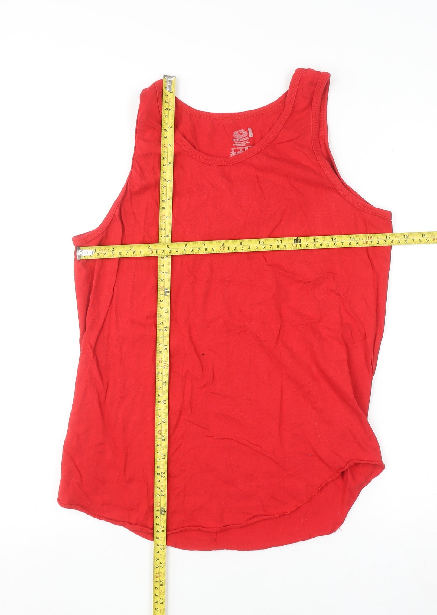 Fruit of the Loom Men's Red Sleeveless Cotton T-Shirt Size M