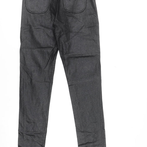 Denim Club Women's Black Size 10 Glitter Jegging Stretch Slim Trousers
