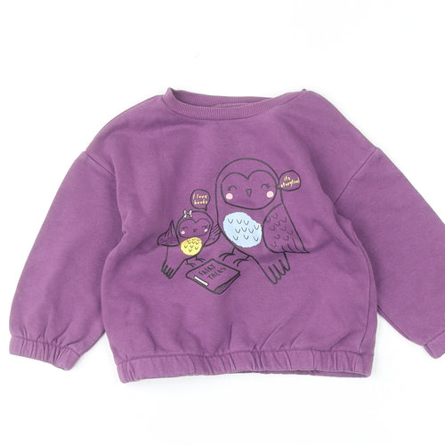 Dunnes Stores Purple Owl Print Baby Jumper 12-18 Months Unisex Pullover