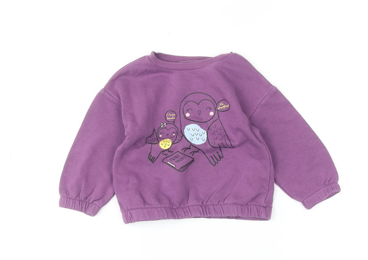 Dunnes Stores Purple Owl Print Baby Jumper 12-18 Months Unisex Pullover