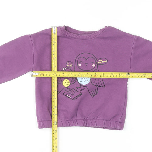 Dunnes Stores Purple Owl Print Baby Jumper 12-18 Months Unisex Pullover