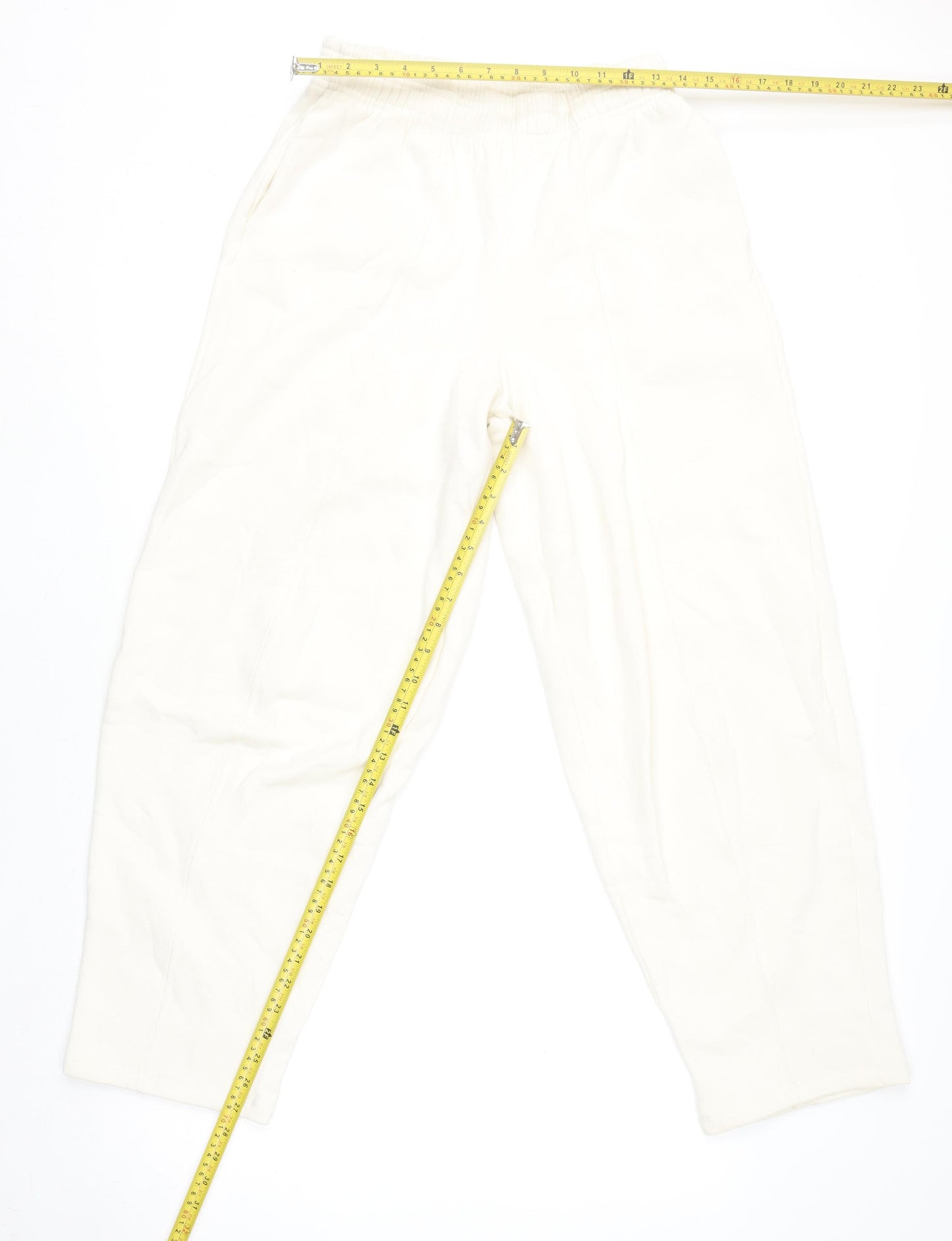 Zara Women Ivory Jersey Relaxed Fit Sweatpants Size M