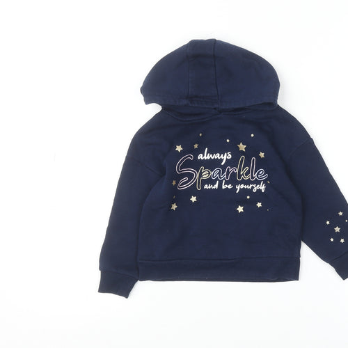 Primark Girls Blue Sparkle Hooded Pullover Jumper 18-24 Months