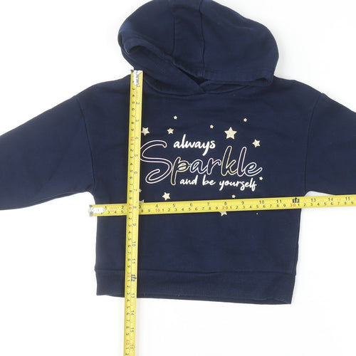 Primark Girls Blue Sparkle Hooded Pullover Jumper 18-24 Months