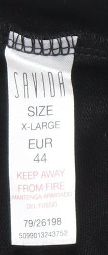 Savida Women Black Beaded Puff Sleeve Pullover Jumper Size 16