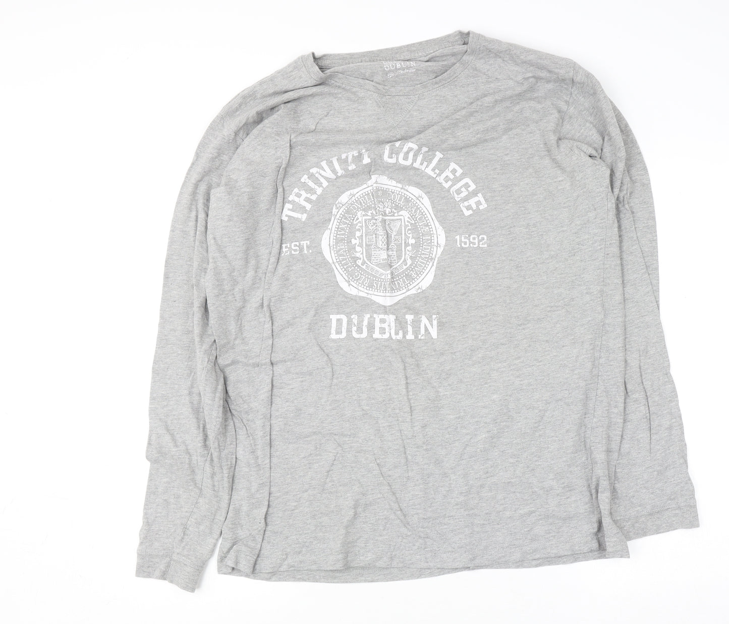 Trinity College Dublin Men's Grey Long Sleeve 2XL Graphic Top