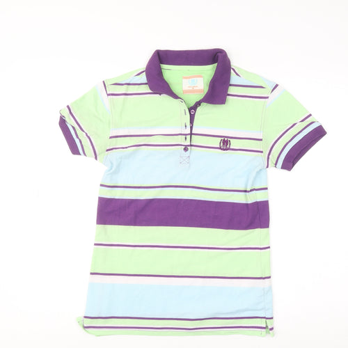Polo Wear Girls Multicoloured Striped Polo Shirt Size L Cotton Blend
