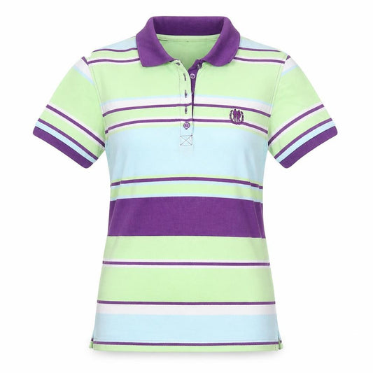 Polo Wear Girls Multicoloured Striped Polo Shirt Size L Cotton Blend