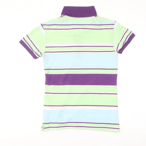 Polo Wear Girls Multicoloured Striped Polo Shirt Size L Cotton Blend