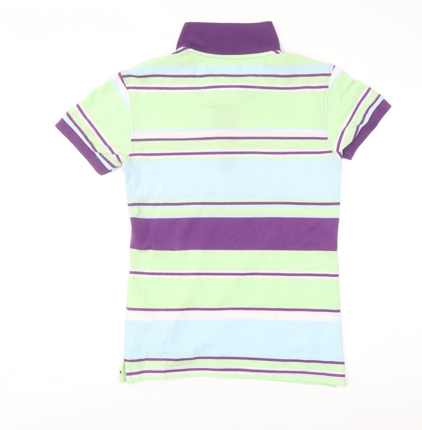 Polo Wear Girls Multicoloured Striped Polo Shirt Size L Cotton Blend