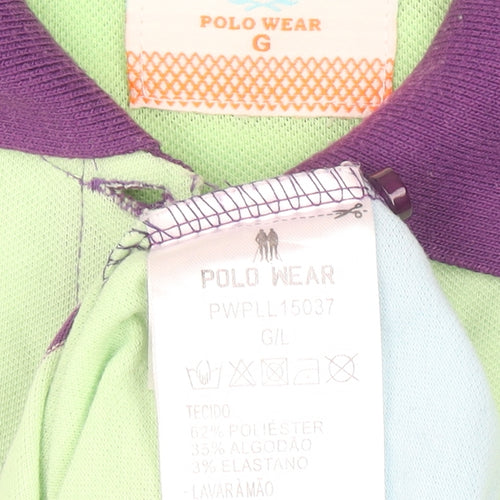 Polo Wear Girls Multicoloured Striped Polo Shirt Size L Cotton Blend