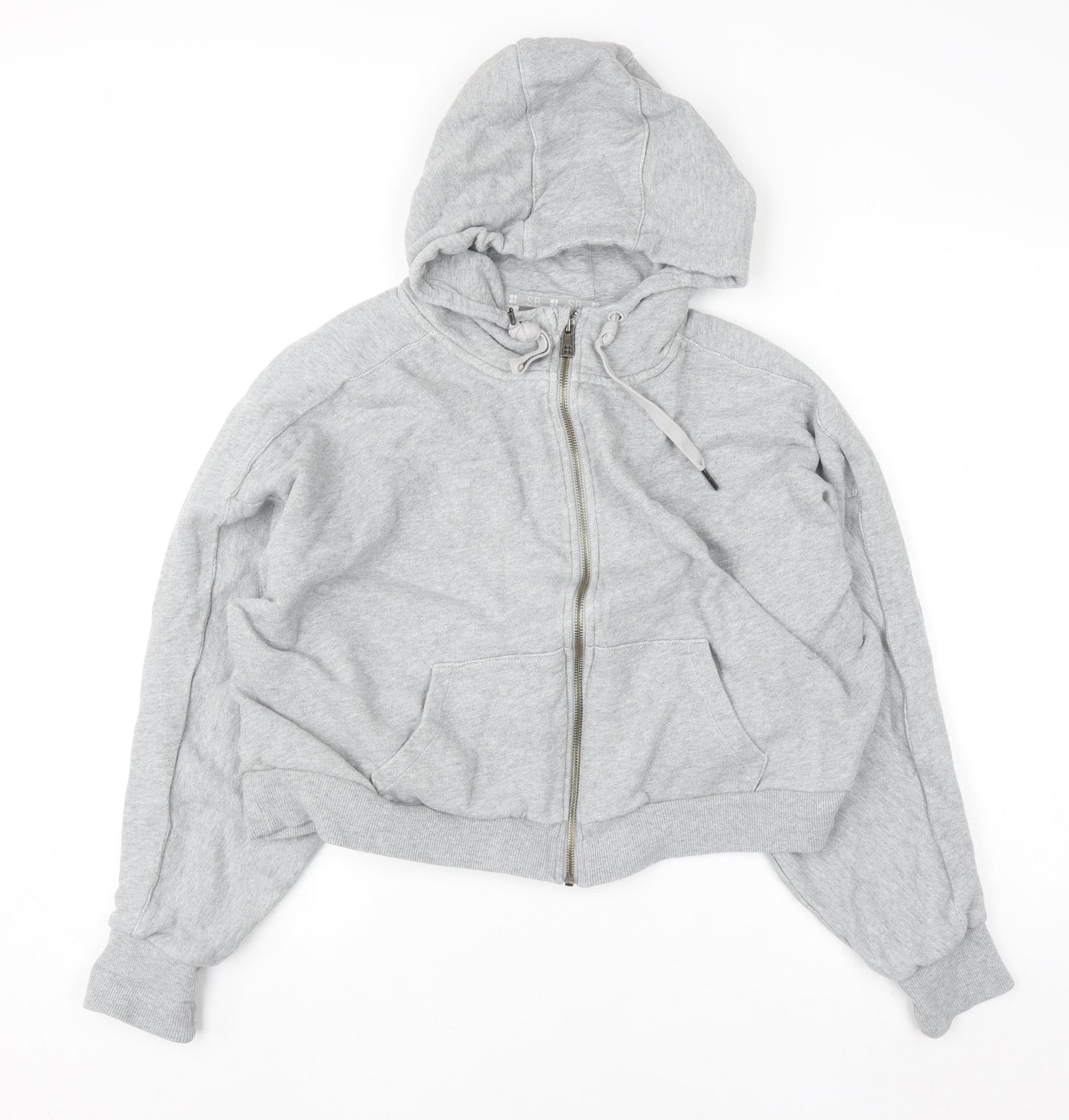 Sweaty Betty Women Grey Full Zip Hoodie L Cotton Blend