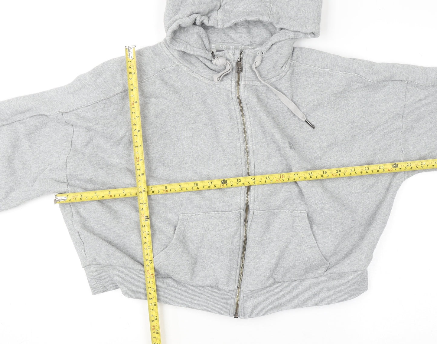 Sweaty Betty Women Grey Full Zip Hoodie L Cotton Blend