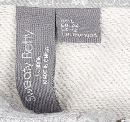 Sweaty Betty Women Grey Full Zip Hoodie L Cotton Blend