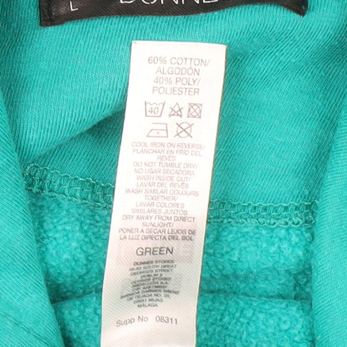 Dunnes Women Green Pullover Hoodie L Cotton Blend Casual
