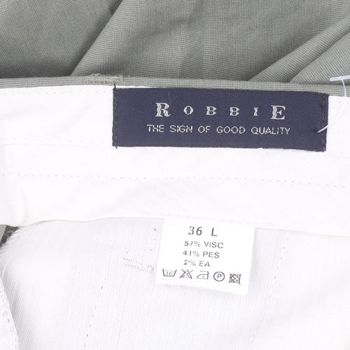 Robbie Men's Green Regular Fit Dress Pants Trousers 36L