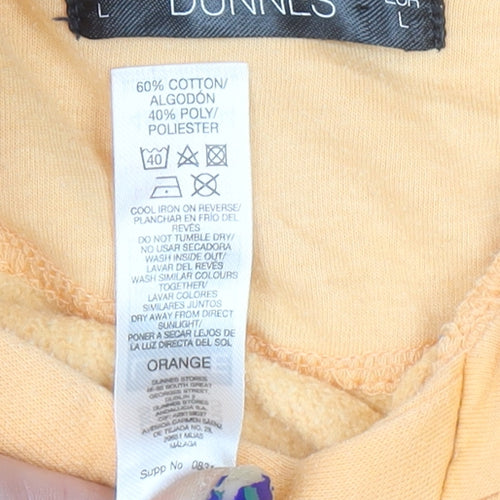 Dunnes Men’s Orange Pullover Hoodie Size L Cotton Blend