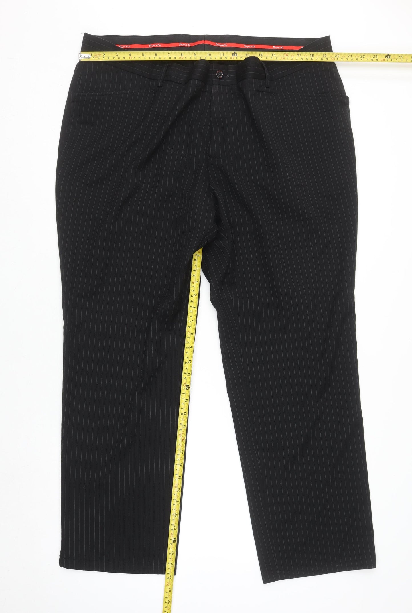 Dwyers & Co Men's Black Pinstripe Dress Pants UK 42 Regular Fit