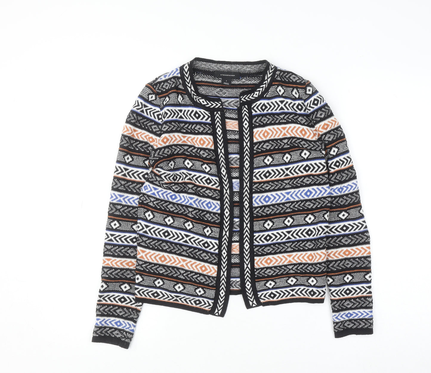 Atmosphere Womens Multicoloured Aztec Knit Open Cardigan Size S