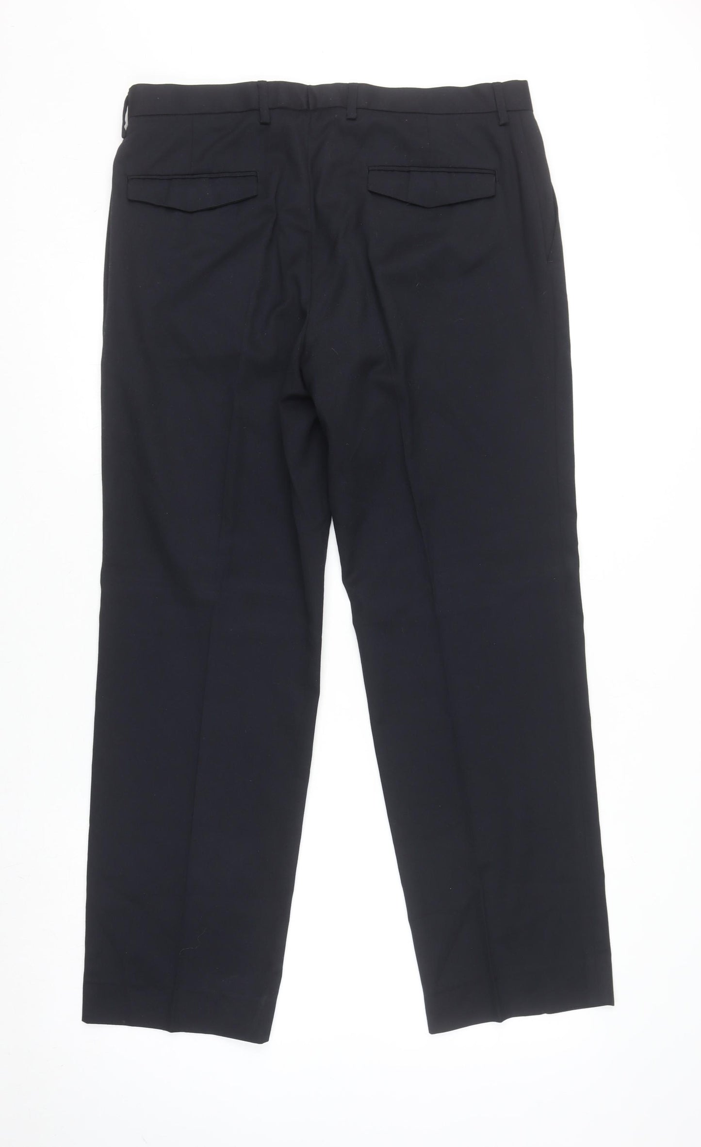 Marks and Spencer Men Navy Tailored Fit Dress Trousers 34W 33L