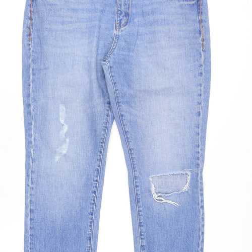Denim Co Womens Blue Size 14 Relaxed Distressed Boyfriend Jeans