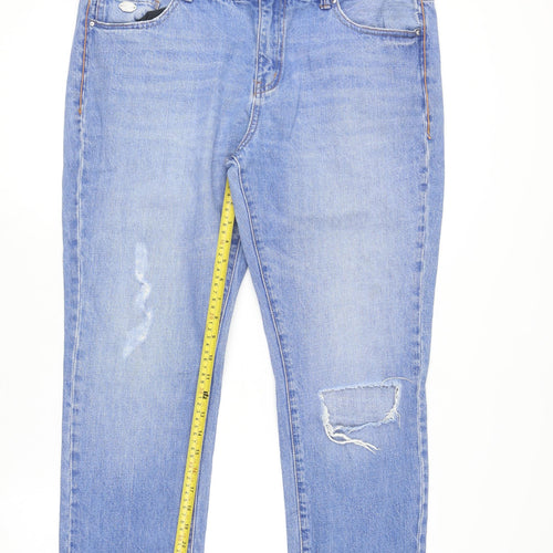 Denim Co Womens Blue Size 14 Relaxed Distressed Boyfriend Jeans