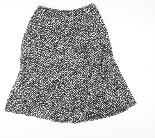 Anne Smith Women Black Geometric A-Line Stretch Skirt M