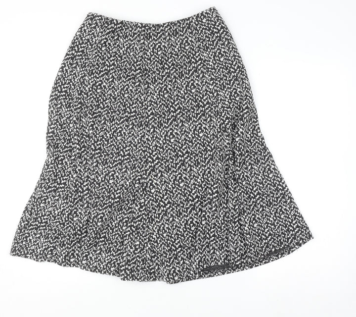Anne Smith Women Black Geometric A-Line Stretch Skirt M