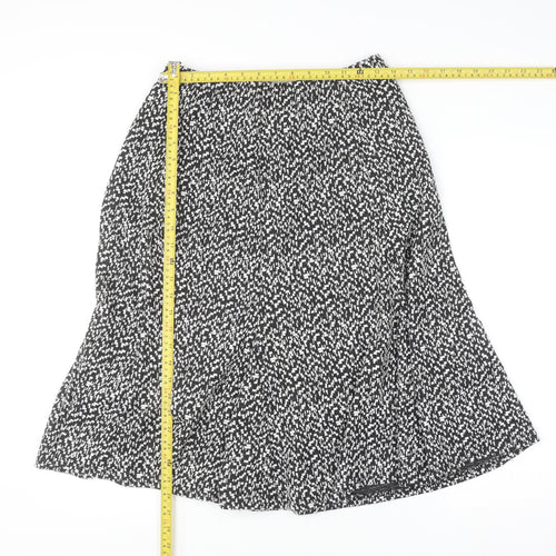 Anne Smith Women Black Geometric A-Line Stretch Skirt M