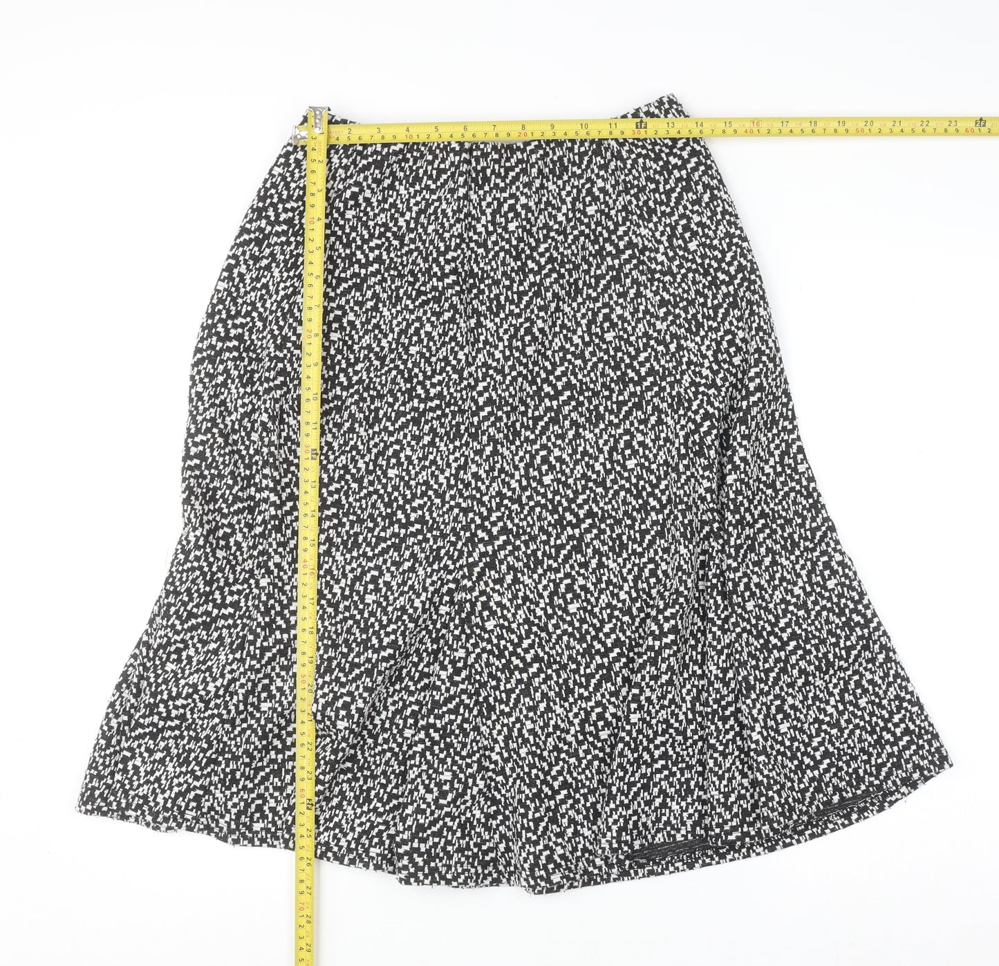 Anne Smith Women Black Geometric A-Line Stretch Skirt M