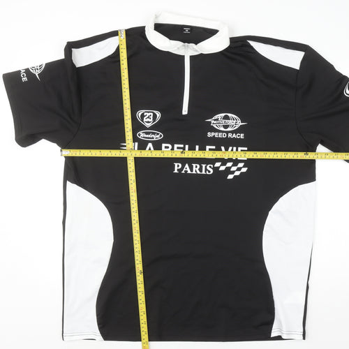 Manfinity Men’s Black 2XL Racing Collared Half Zip T-Shirt