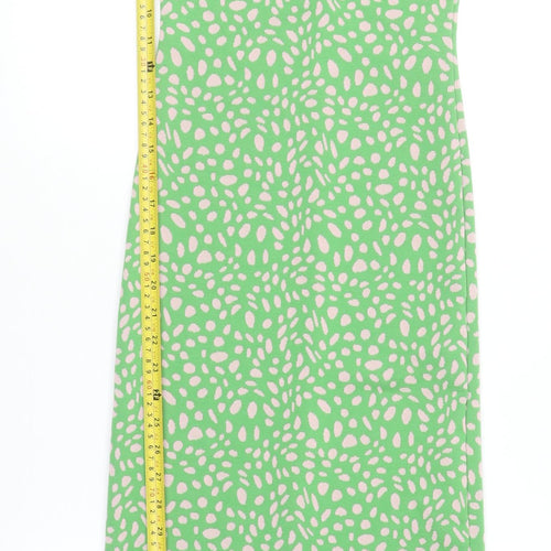 ZARA Women Green Geometric Slip Midi Dress Size 8
