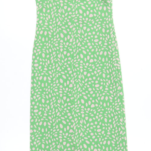 ZARA Women Green Geometric Slip Midi Dress Size 8