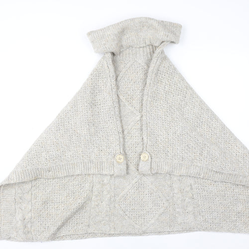 Savoir Women’s Beige Roll Neck Cable-Knit Cape Jumper Size 18