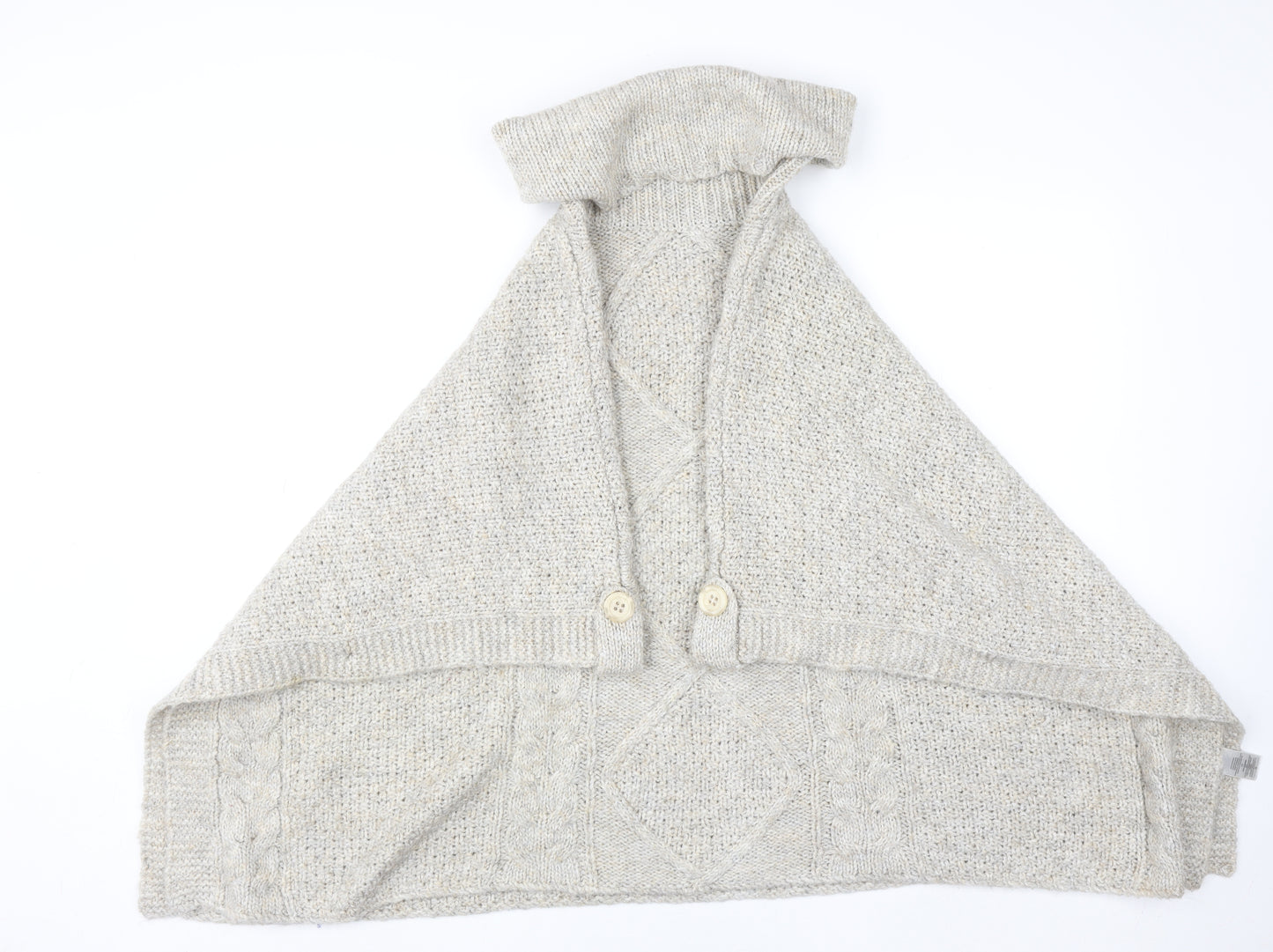 Savoir Women’s Beige Roll Neck Cable-Knit Cape Jumper Size 18